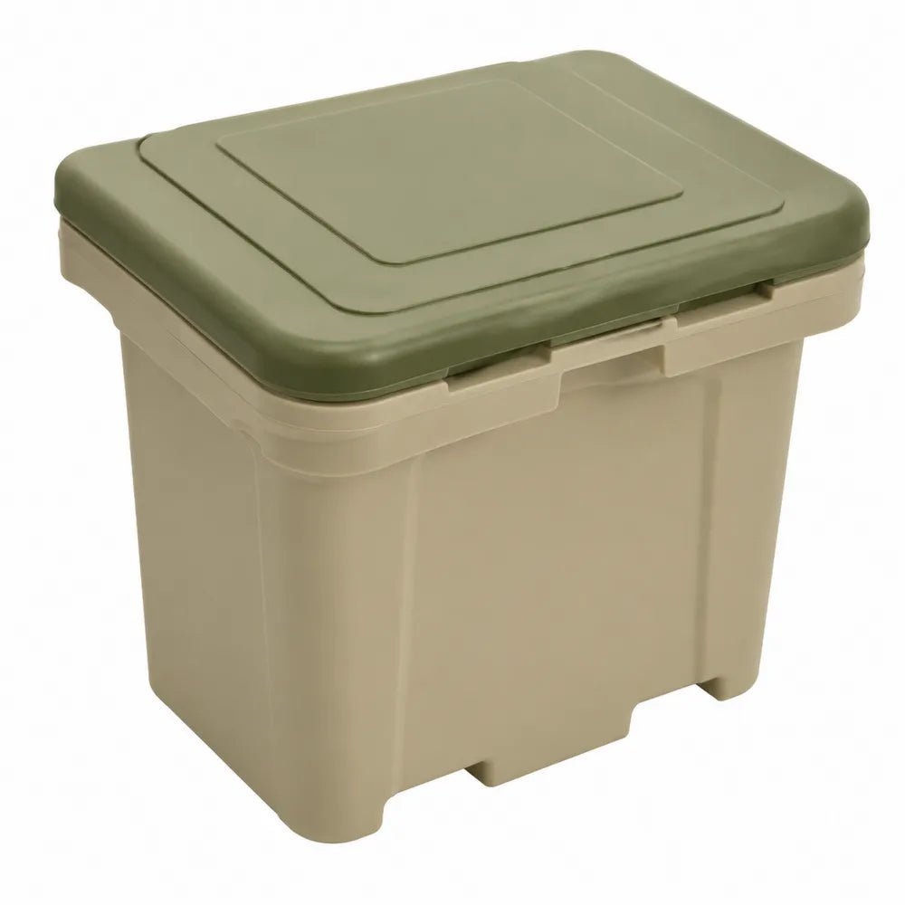 Coffre de rangement extérieur en polypropylène rectangulaire avec couvercle vert olive 72 x 54 x 56 cm beige vert olive
