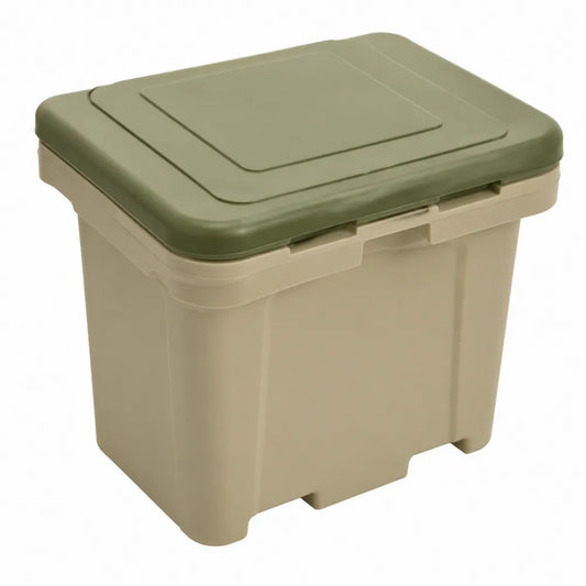 Coffre de rangement extérieur en polypropylène rectangulaire avec couvercle vert olive 72 x 54 x 56 cm beige vert olive