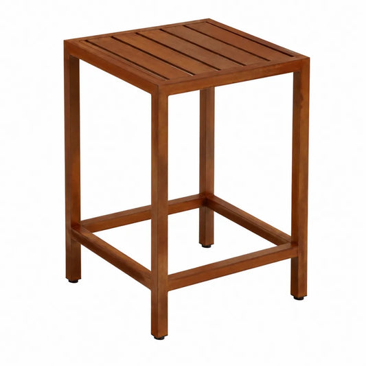 Table de jardin carrée en acacia massif brun miel 60 x 60 x 75 cm plateau à lattes